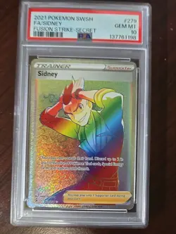 2021 Pokemon SWSH Fusion Strike #279 Sidney Full Art Secret Rare PSA 10 GEM MINT - Image 1