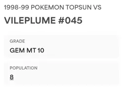 PSA 10 GEM MINT Vileplume Vs. Butterfree #045 Topsun Carddass Pokemon 1998 - Image 2