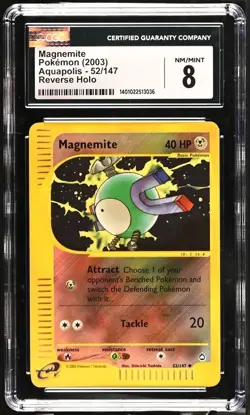 CGC 8 NM/MINT Magnemite Pokemon 2003 Aquapolis Reverse Holo 52/147 - Image 1