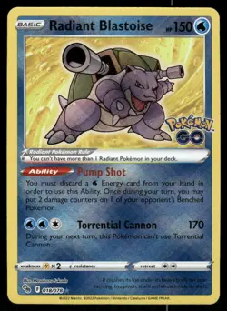 Pokemon Cards Radiant Blastoise 018/078 Pokemon GO Radiant Rare NM - Image 1