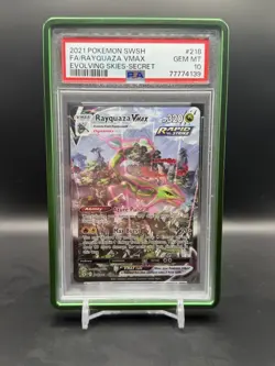 Pokemon Rayquaza VMAX Evolving Skies Secret Rare Full Alt Art #218 PSA 10 - Image 1