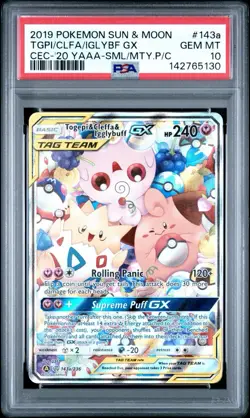 2019 POKEMON SUN & MOON COSMIC ECLIPSE TOGEPI & CLEFFA & IGGLYBUFF GX PSA 10 - Image 1
