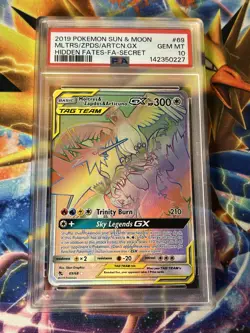 Pokemon PSA 10 Moltres Zapdos Articuno GX Rainbow Rare Hidden Fates 69/68 - Image 3