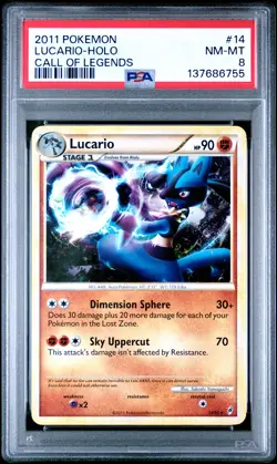 2011 POKEMON CALL OF LEGENDS #14 LUCARIO-HOLO PSA 8 - Image 1