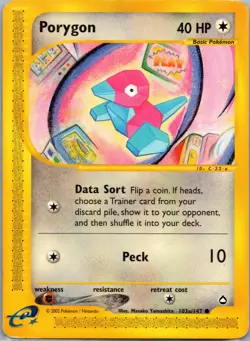 Porygon Non Holo Aquapolis 103a/147 MP Pokemon US Seller Free Shipping - Image 1