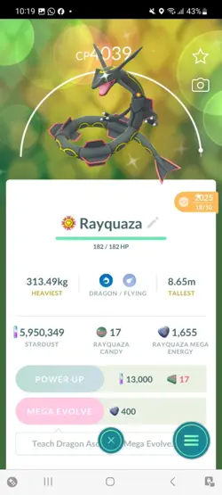 Pokemon Go Legendary Shiny Rayquaza (High Cp ) - Image 1