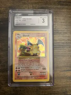 CGC 3 German Charizard Glurak 1999 Base Set 4/102 Holo Pokemon Card - Image 1