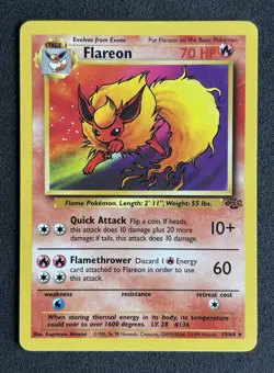 Pokemon TCG Flareon Card 19/64 Jungle Unlimited Rare Non-Holo NM - Image 1