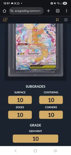 Pokemon TCG Ascended Heroes Mega Dragonite EX 290/217 SIR ACE 10 ALL 10 SUBGRADE - Image 2