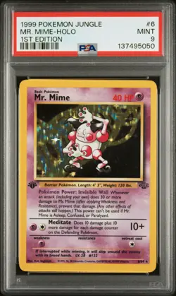 1999 POKEMON JUNGLE 1ST ED #6 MR. MIME-HOLO PSA 9 - Image 1