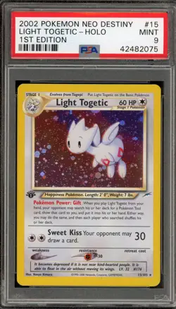 Pokemon Light Togetic Neo Destiny 1st Edition Holo Rare #15 PSA 9 Mint - Image 1