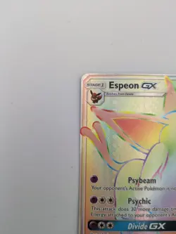 Pokemon TCG Espeon GX Full Art Secret Rare Rainbow Sun Moon Pre Owned Small Dink - Image 3