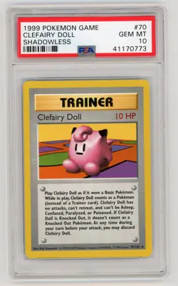 Pokemon Base Set 1999 Shadowless Clefairy Doll PSA 10 Gem Mint 70/102 - Image 1