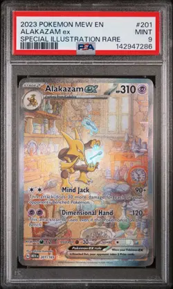 2023 POKEMON MEW EN-151 SPECIAL ILLUSTRATION RARE #201 ALAKAZAM EX PSA 9 - Image 1