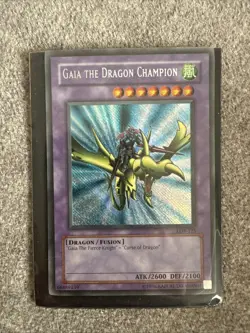 Yu-Gi-Oh! TCG Fusion Gaia the Dragon Champion Secret Rare Holo Card LOB 125 - Image 1