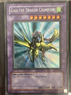 Yu-Gi-Oh! TCG Fusion Gaia the Dragon Champion Secret Rare Holo Card LOB 125 - Image 2