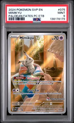 Mimikyu 075/091 Paldean Fates Pokemon Center Elite Trainer Box Pokemon PSA 9 - Image 1