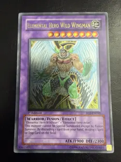 Yu-Gi-Oh Elemental Hero Wild Wingman Ultimate Rare Card EOJ-EN035 1st Edition - Image 1