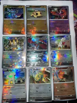 18 pokemon pokeball pattern prismatic evolutions mixed lot 19 cards!! - Image 1