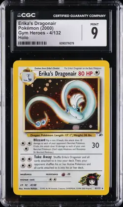 2000 POKEMON GYM HEROES HOLO #4/132 ERIKA'S DRAGONAIR CGC 9 - Image 1