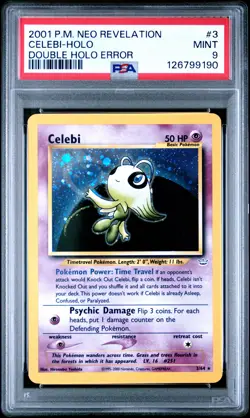 2001 POKEMON NEO REVELATION DOUBLE HOLO ERR #3 CELEBI-HOLO PSA 9 - Image 1