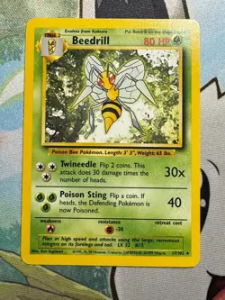 Pokemon TCG Beedrill Base Set 17/102 Regular Unlimited Rare LP - Image 1