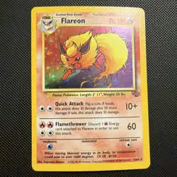 Pokemon TCG Flareon Jungle 3/64 Holo Unlimited Holo Rare MP - Image 1