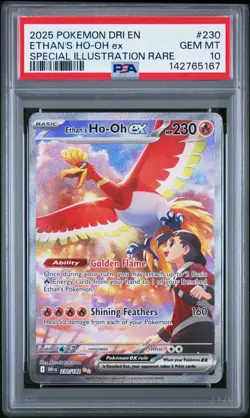 2025 POKEMON DRI EN-DESTINED RIVALS 230 ETHAN'S HO-OH EX SIR PSA 10 - Image 1
