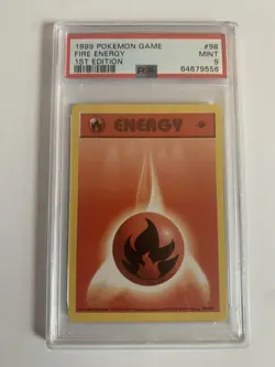 Pokemon WotC Base Set English FIRE ENERGY 98/102 1st Edition PSA 9 MINT - Image 1