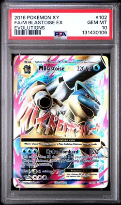 2016 POKEMON XY EVOLUTIONS 102 FULL ART/M BLASTOISE EX PSA 10 - Image 1