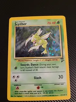 Scyther - 17/130 - Pokemon Base Set 2 Holo Rare Card WOTC NM/M - Image 1