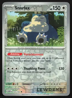 Snorlax - 143/165 - Reverse Holo - Scarlet & Violet 151 - Pokemon Card - Image 1