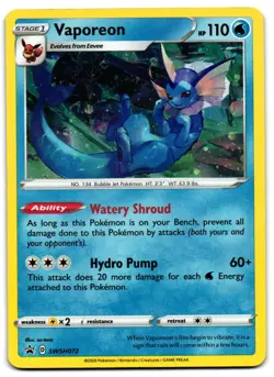 Vaporeon SWSH072 - SWSH Black Star Promo Pokemon TCG - LP Card - Image 1