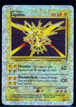 Pokemon LEGENDARY COLLECTION - #19/110 Zapdos - Reverse Holo - ENG - Damaged - Image 1