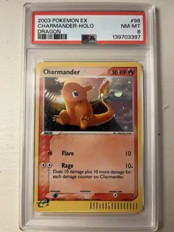 2003 Pokemon EX Charmander-Holo Dragon 98/97 PSA 8 NM-MT - Image 1