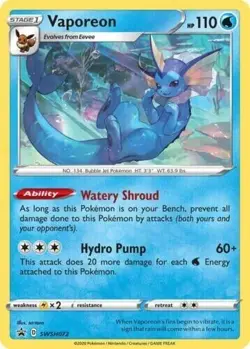 Vaporeon SWSH072 Pokemon Sword & Shield Promo English Cosmos Holo Mint/NM - Image 1