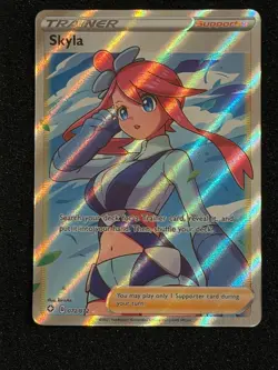 Pokemon TCG Skyla 72/72 Shining Fates Full Art Ultra Rare Trainer - Image 1