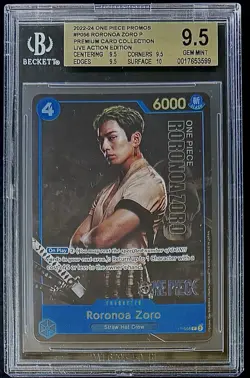 BGS 9.5 One Piece P-056 P Roronoa Zoro - English - Foil - Live Action - Graded - Image 1