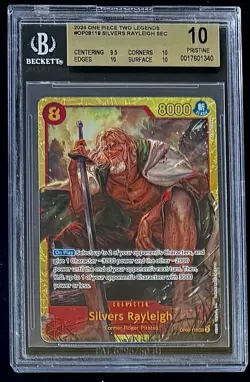 BGS 10 One Piece OP08-118 SEC Silvers Rayleigh - English - Two Legends - Graded - Image 1