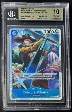 BGS 10 One Piece OP09-048 SR Dracule Mihawk - English- Emperors in the New World - Image 1