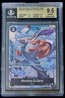 BGS 9.5 One Piece OP02-115 R Monkey.D.Garp Parallel Rare - English - Graded - Image 1