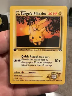 Pokemon Pikachu TCG Lt. Surge's 1st Edition Gym Challenge Card 84/132 - Image 1