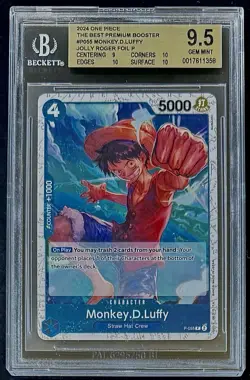 BGS 9.5 One Piece P-055 P Monkey.D.Luffy - Flag Foil - English - PRB01- Graded - Image 1