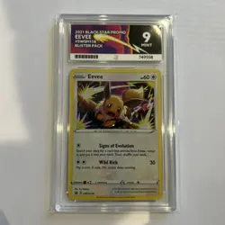 Pokemon Card Promo Holo Eevee SWSH118 ACE 9 Graded - Image 1