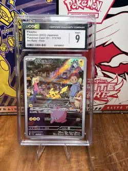 Pikachu 173/165 Illustration Rare Holo Scarlet & Violet 151 Pokemon CGC 9 Mint - Image 1