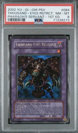 2002 YU-GI-OH! PSV-PHARAOH'S SERVANT 1ST ED #084 THOUSAND-EYES RESTRICT PSA 8 - Image 1