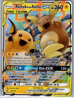 Raichu & Alolan Raichu GX 54/236 SM - Unified Minds - Pokemon Card - NM - Image 1