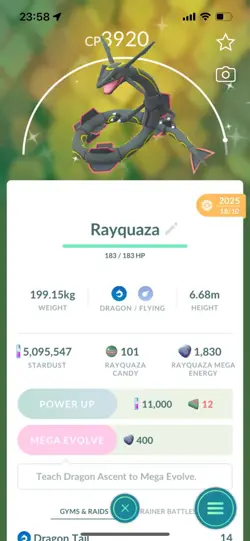 Pokemon Go Legendary Shiny Rayquaza ( High CP ) - Image 1