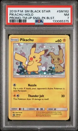 2019 Pokemon Sun & Moon Black Star Promo Pikachu #SM162 PSA 7 - Image 1