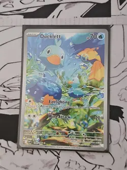 Ducklett 109/086 Pokemon TCG Scarlet & Violet White Flare Illustration Rare Card - Image 1